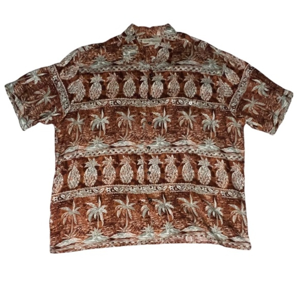 Vintage Hawaiian Munsingwear Perry Ellis Aloha Camp Shirt Safari Pineapple